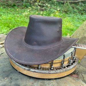 Vintage brown leather hat